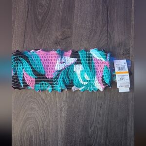 Salt+Cove Smocked Bikini Top - Tropical Print NWT